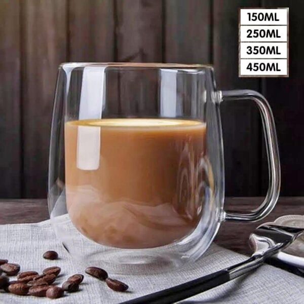 2PCS BOROSILICATE DOUBLE WALLED MUG